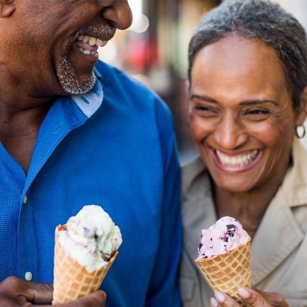 older couple eating ice cream